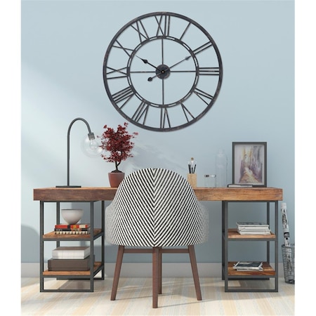 Utopia Alley 27 in. Oversized Roman Round Wall Clock, Matte Black CL61BK
